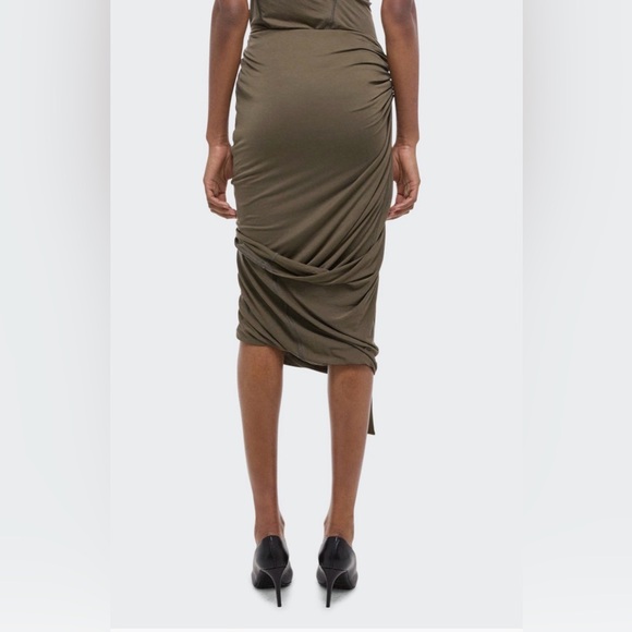 Helmut Lang Olive Wind Jersey Skirt, XL - Picture 4 of 8